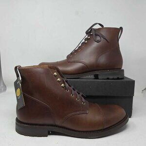 New 11.5 J.Crew Kenton leather cap toe boots in Burnished Tobacco brown